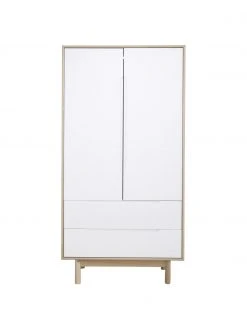 Westwing Collection Kleiderschrank Cassy in Weiß, 2-türig, B 100 x H 195 cm
