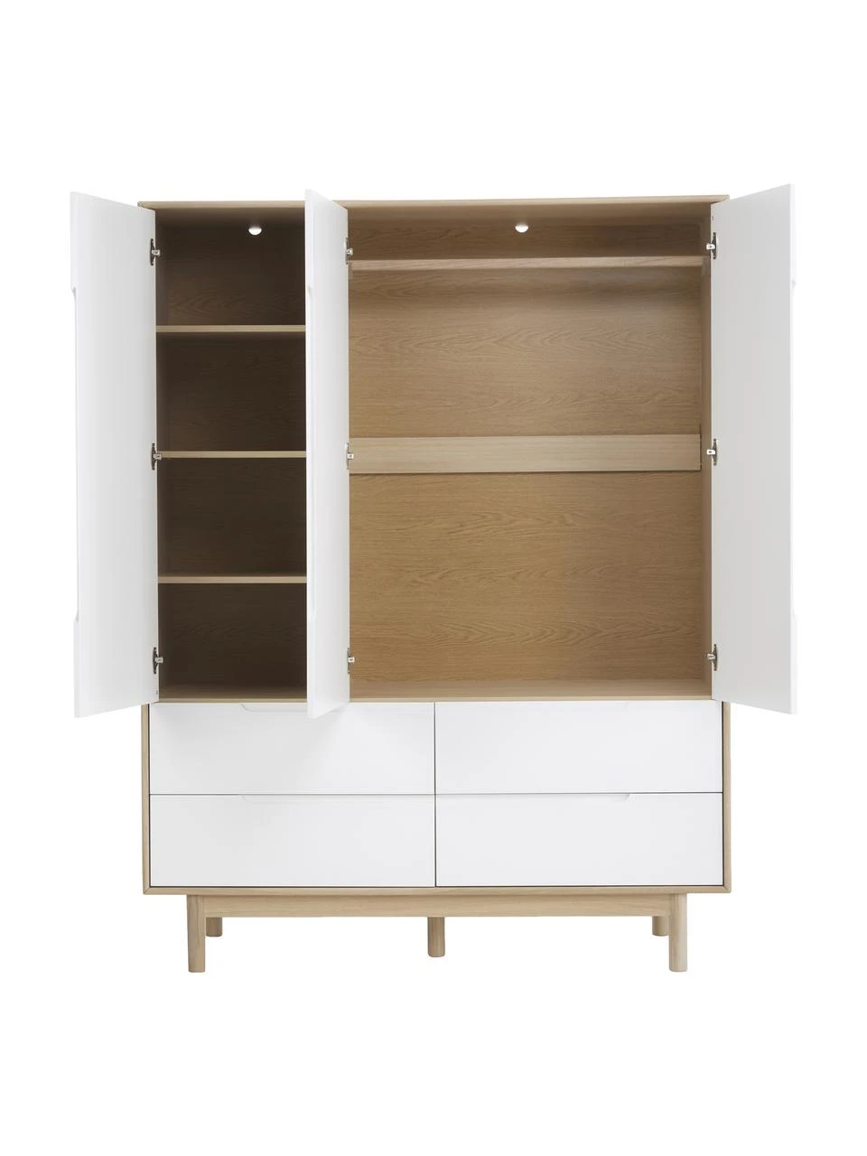 Westwing Collection Kleiderschrank Cassy in Weiß, 3-türig, B 148 x H 195 cm – Bild 6