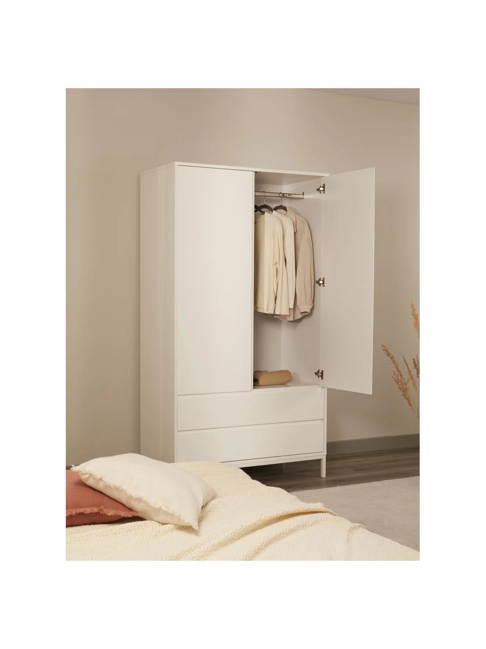 Westwing Collection Kleiderschrank Ikaro in Weiß, 2-türig, B 110 x H 200 cm – Bild 3