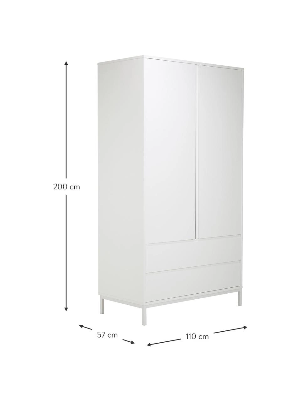 Westwing Collection Kleiderschrank Ikaro in Weiß, 2-türig, B 110 x H 200 cm – Bild 4