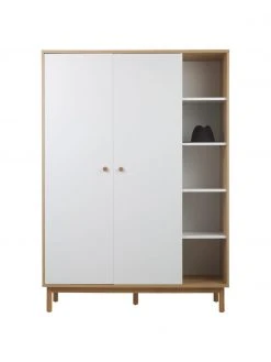 Westwing Collection Kleiderschrank Nathan in Weiß, 2-türig mit offenen Fächern, B 133 x H 186 cmNur noch wenige verfügbar