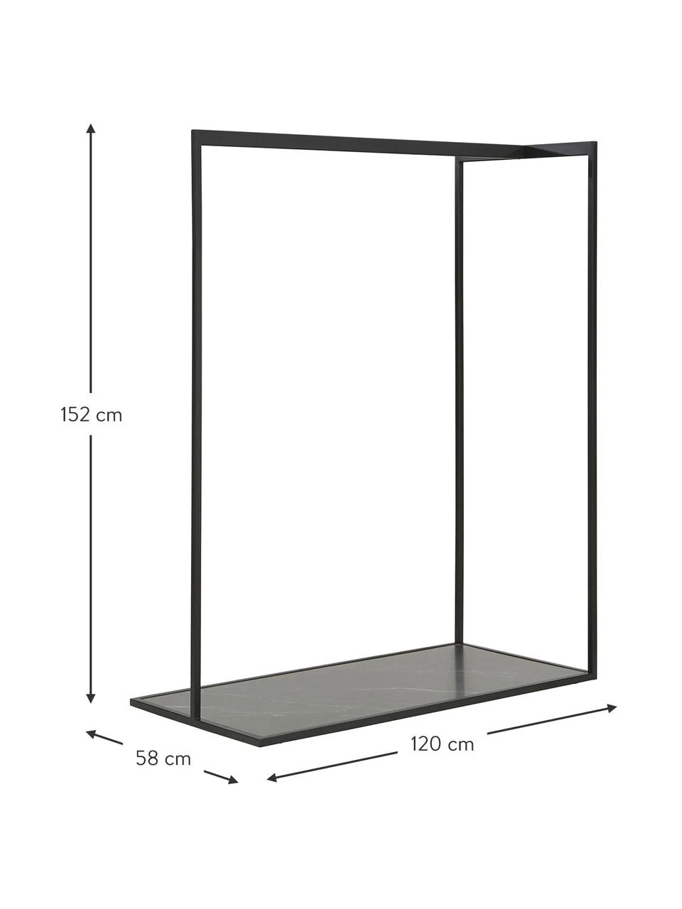 Westwing Collection Kleiderstange Pacey in Schwarz mit Marmor-Optik, B 120 x H 152 cm – Bild 3