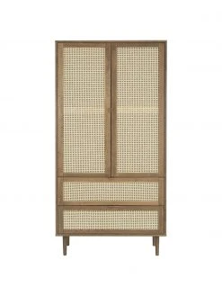 Westwing Collection Kleiner Kleiderschrank Aries mit Wiener Geflecht, 2-türig, B 100 x H 194 cm