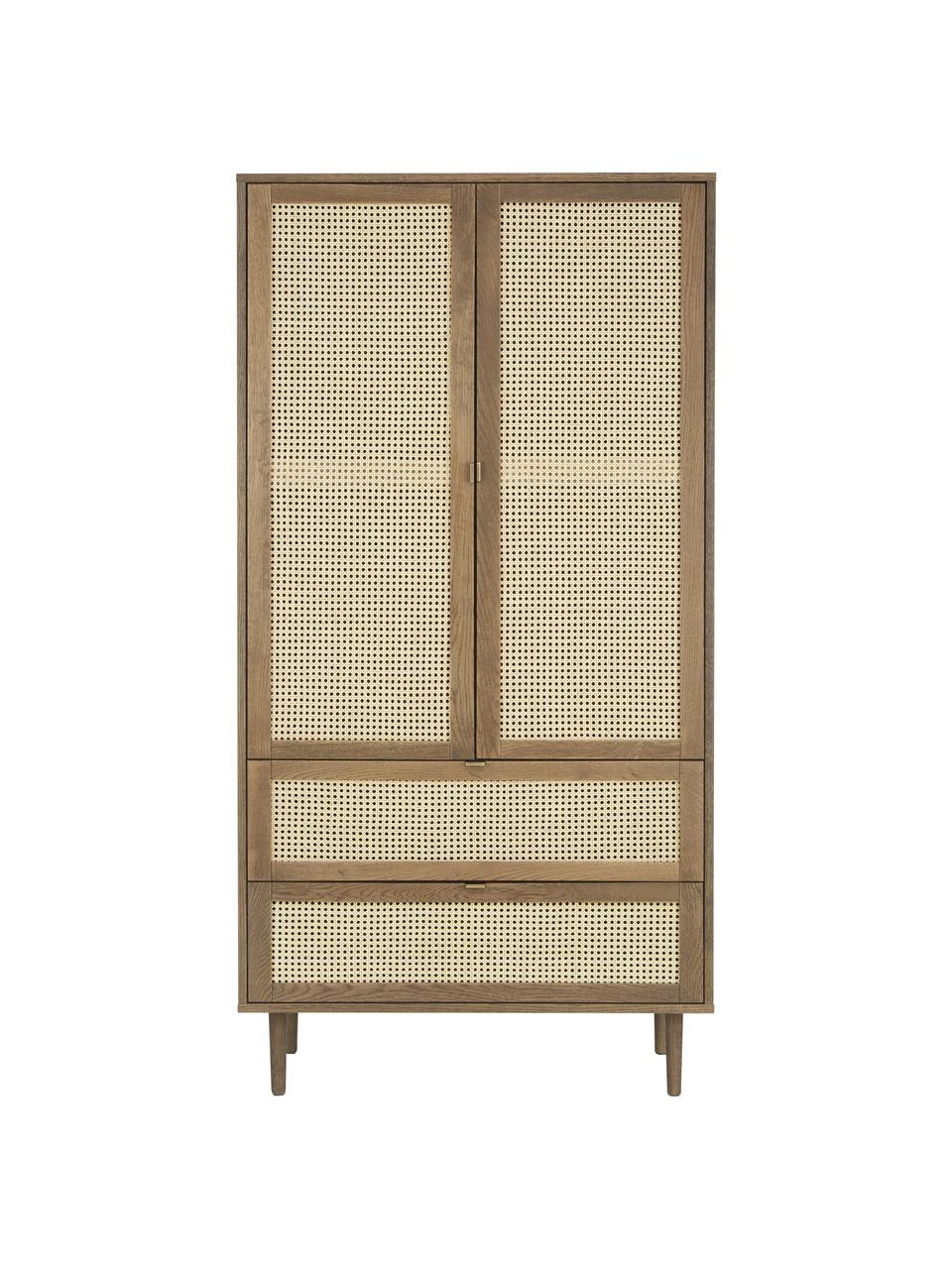 Westwing Collection Kleiner Kleiderschrank Aries mit Wiener Geflecht, 2-türig, B 100 x H 194 cm