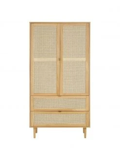Westwing Collection Kleiner Kleiderschrank Aries mit Wiener Geflecht, 2-türig, B 100 x H 194 cm