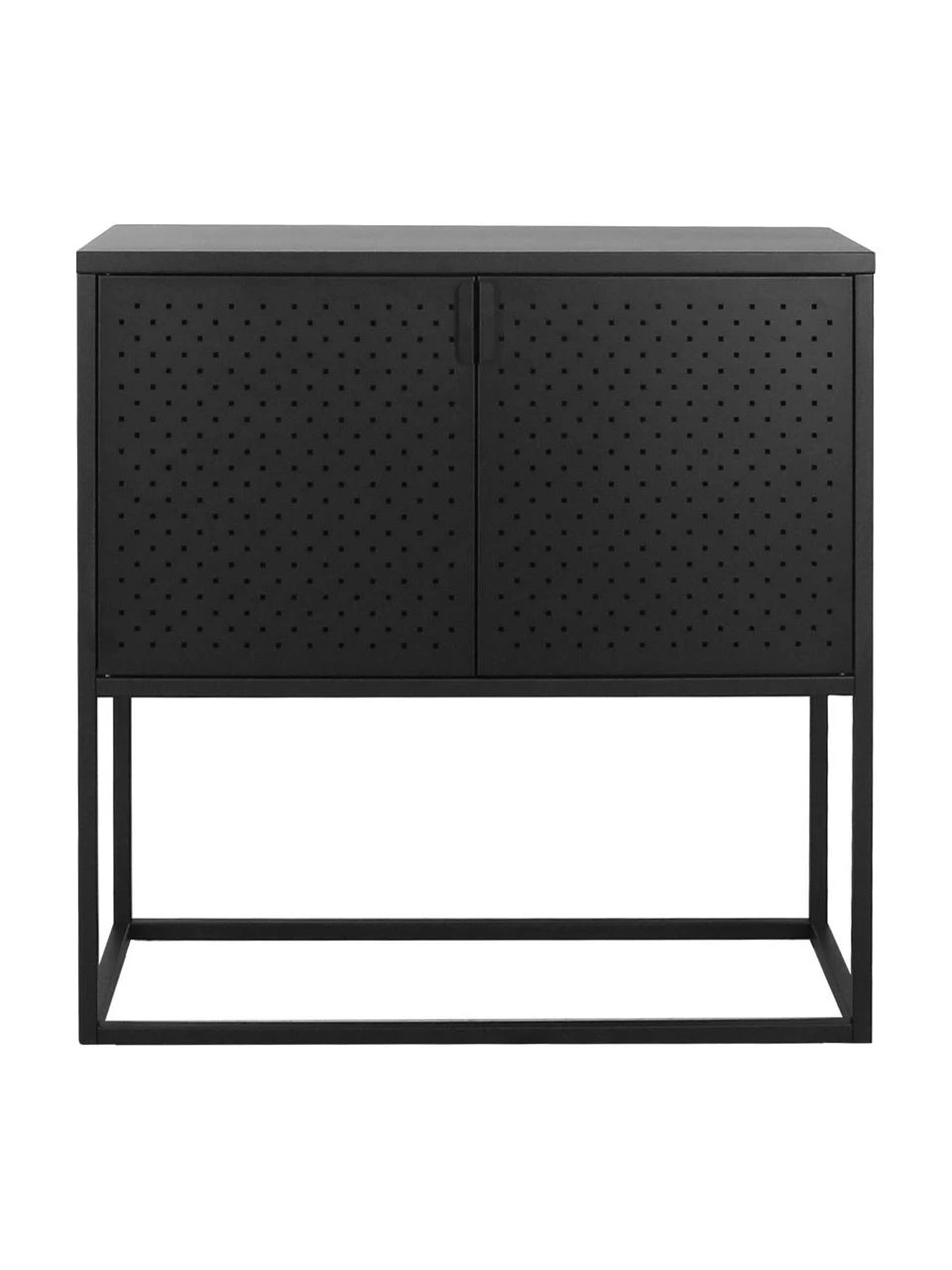 Westwing Collection Kleines Metall-Sideboard Neptun mit Türen in Schwarz, B 82 x H 80 cm – Bild 4