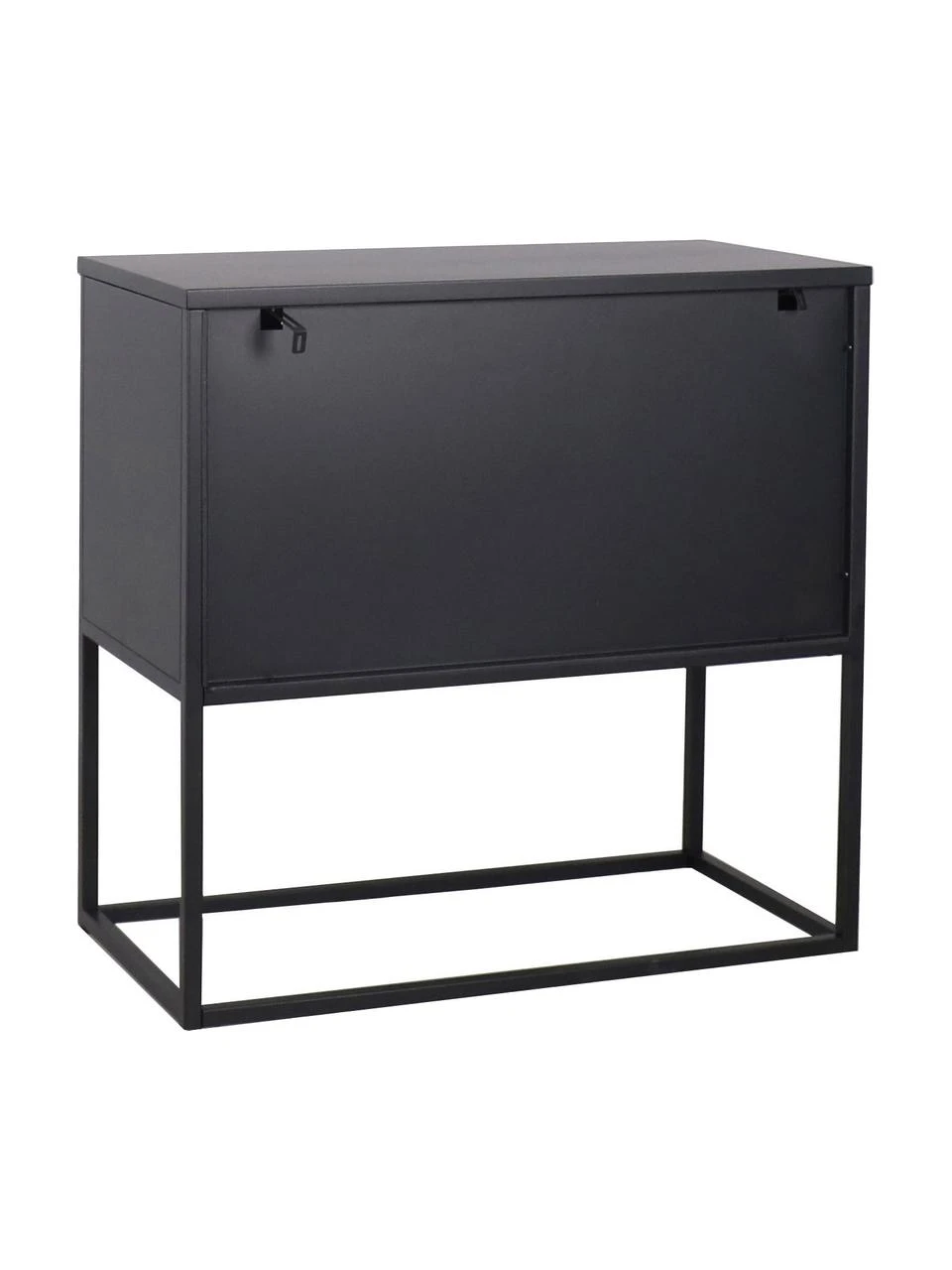 Westwing Collection Kleines Metall-Sideboard Neptun mit Türen in Schwarz, B 82 x H 80 cm – Bild 6