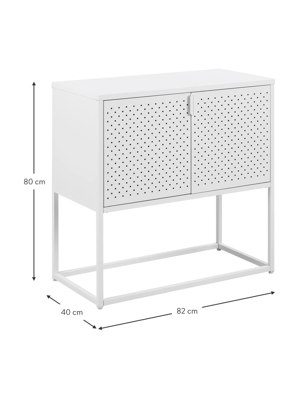Westwing Collection Kleines Metall-Sideboard Neptun mit Türen in Weiß, B 82 x H 80 cm – Bild 4