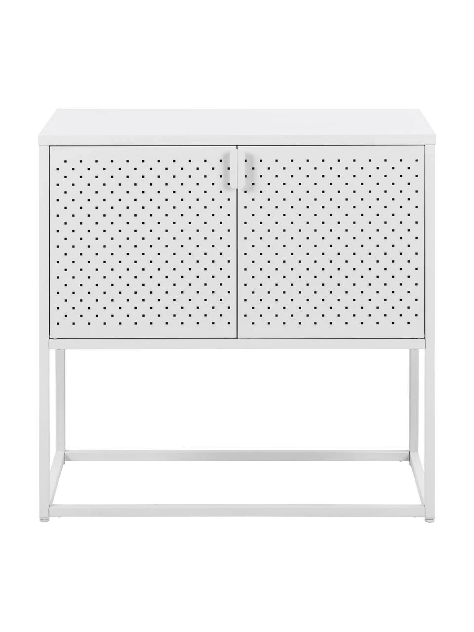 Westwing Collection Kleines Metall-Sideboard Neptun mit Türen in Weiß, B 82 x H 80 cm – Bild 5