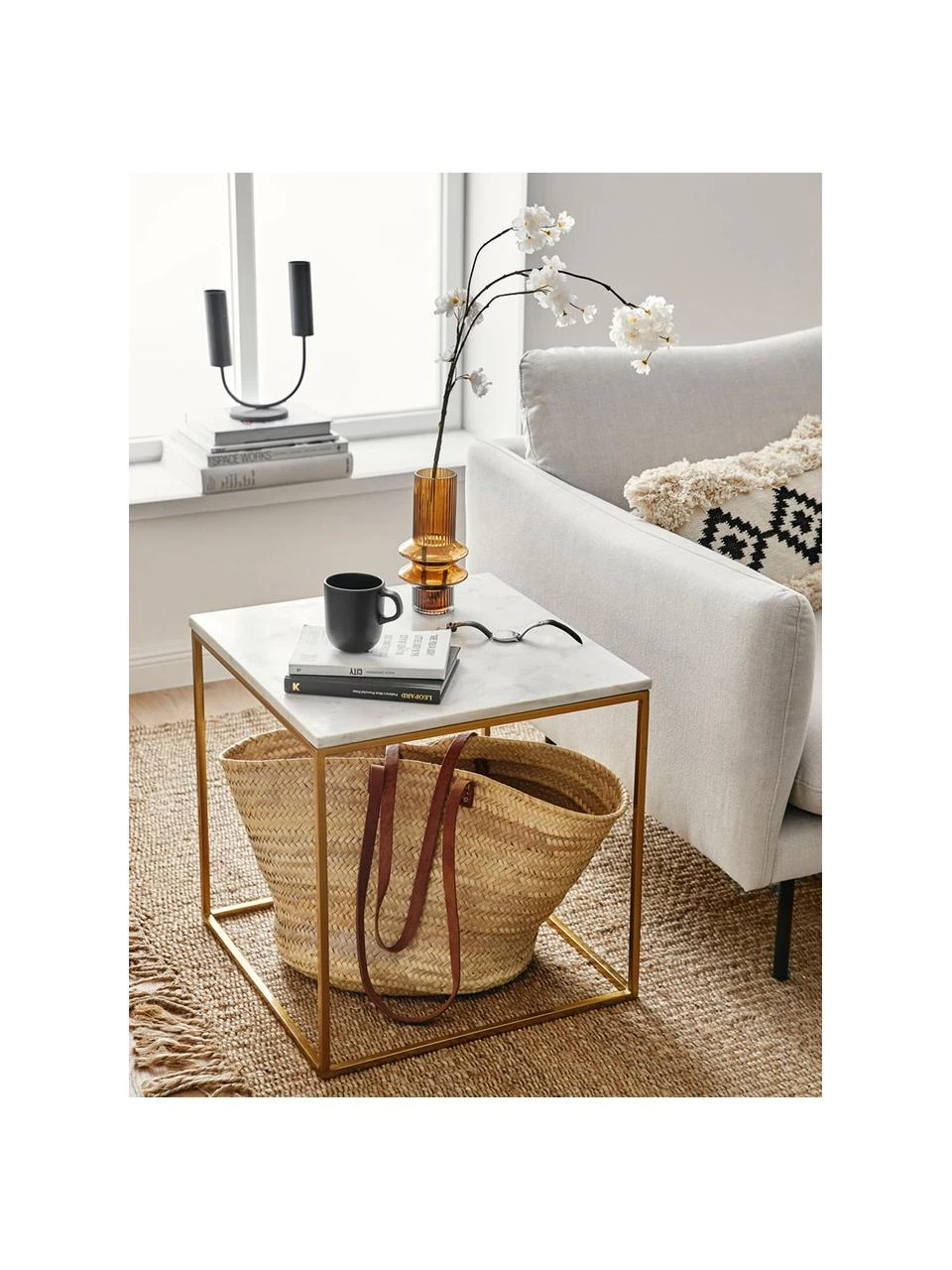 Westwing Collection Marmor-Beistelltisch Alys, B 45 x H 50 cm – Bild 2