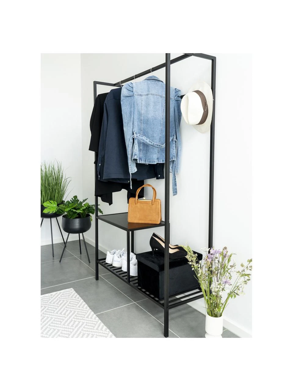Metall-Garderobe Noel in Schwarz, B 101 x H 170 cm – Bild 2
