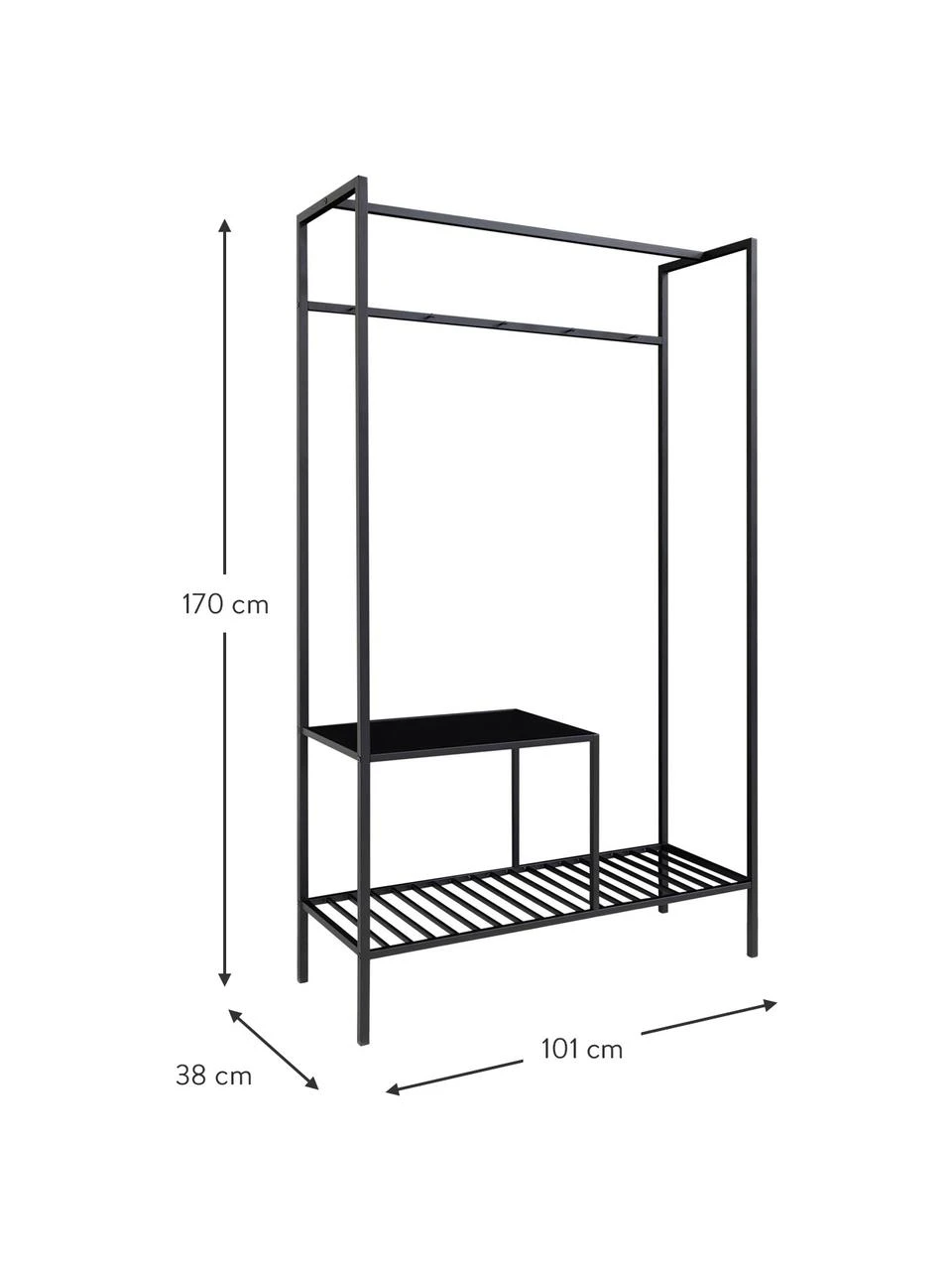 Metall-Garderobe Noel in Schwarz, B 101 x H 170 cm – Bild 3