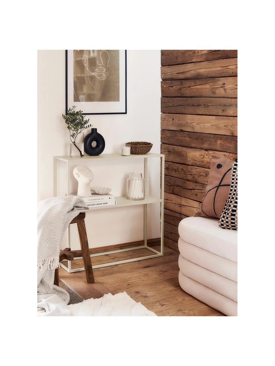 Westwing Collection Metall-Regal Neptun mit Ablage in Beige, B 80 x H 80 cm – Bild 3