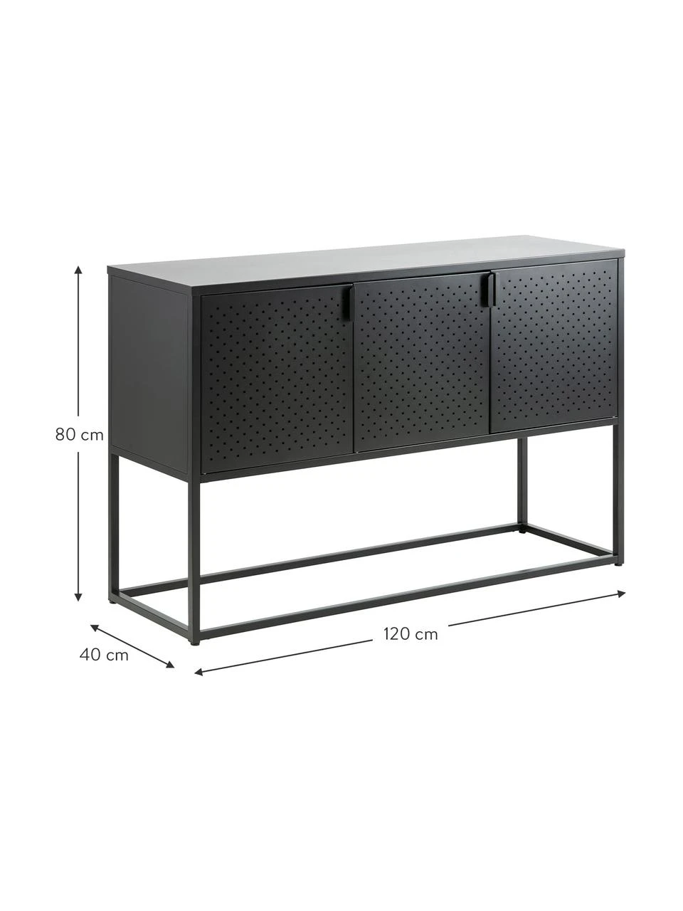 Westwing Collection Metall-Sideboard Neptun mit Türen in Schwarz, B 120 x H 80 cmNur noch 1 Artikel verfügbar – Bild 4