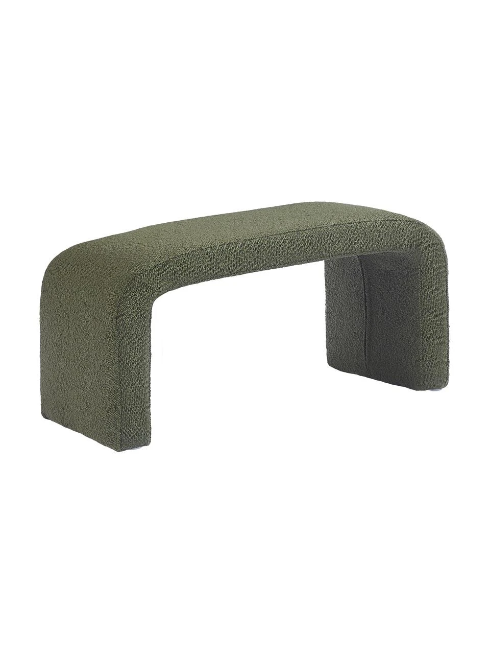 Westwing Collection Moderne Bouclé-Polsterbank Penelope in Grün, B 110 x H 46 cm