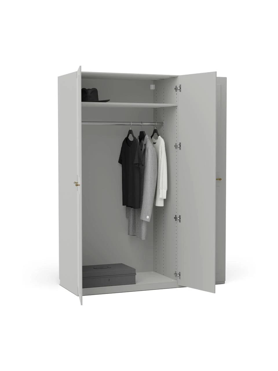 Westwing Collection Modularer Drehtürenschrank Charlotte in Grau, 150 cm Breite, mehrere Varianten, Basic Interior, Höhe 200 cm – Bild 4