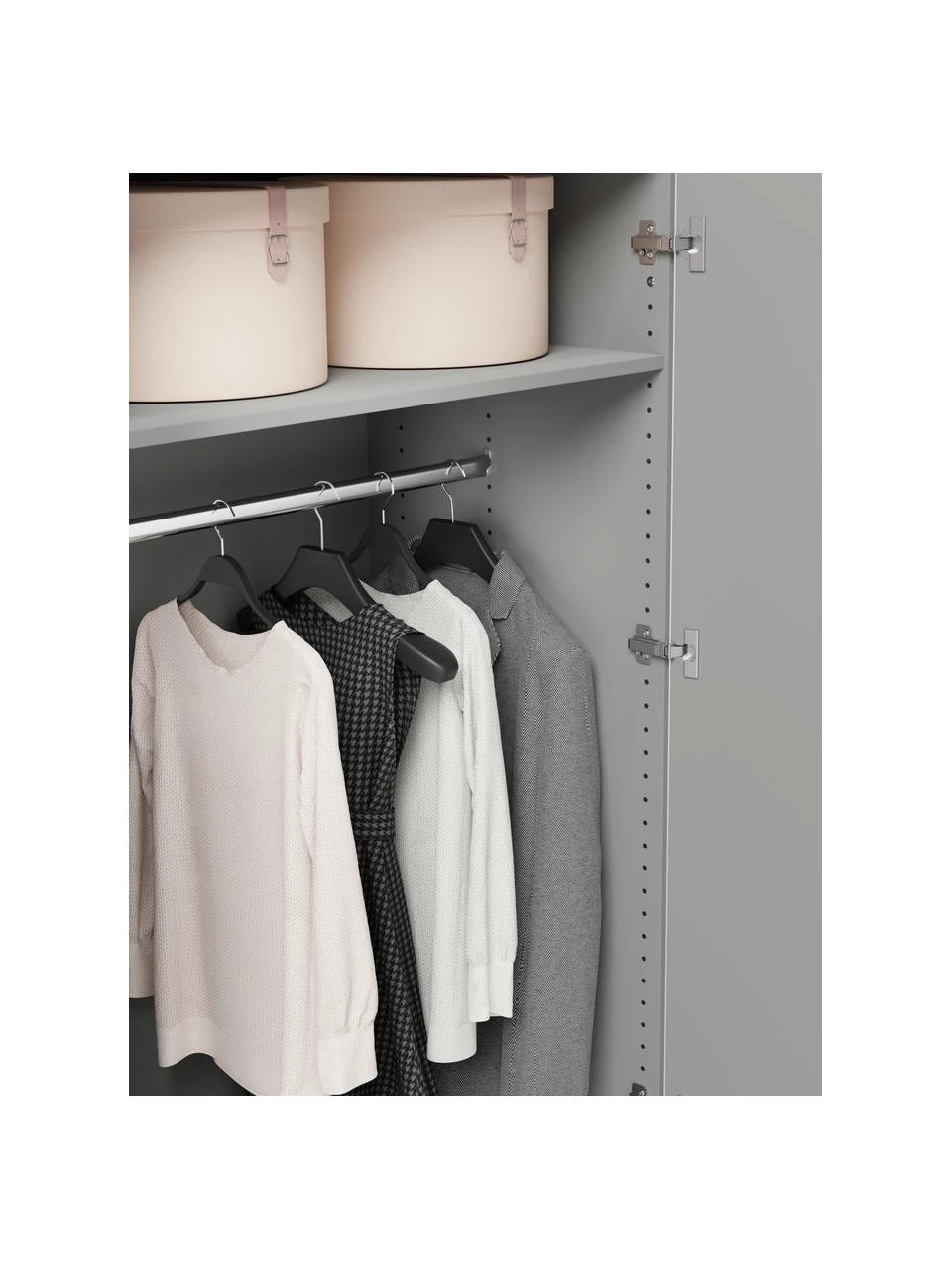 Westwing Collection Modularer Drehtürenschrank Charlotte in Grau, 150 cm Breite, mehrere Varianten, Basic Interior, Höhe 200 cm – Bild 5