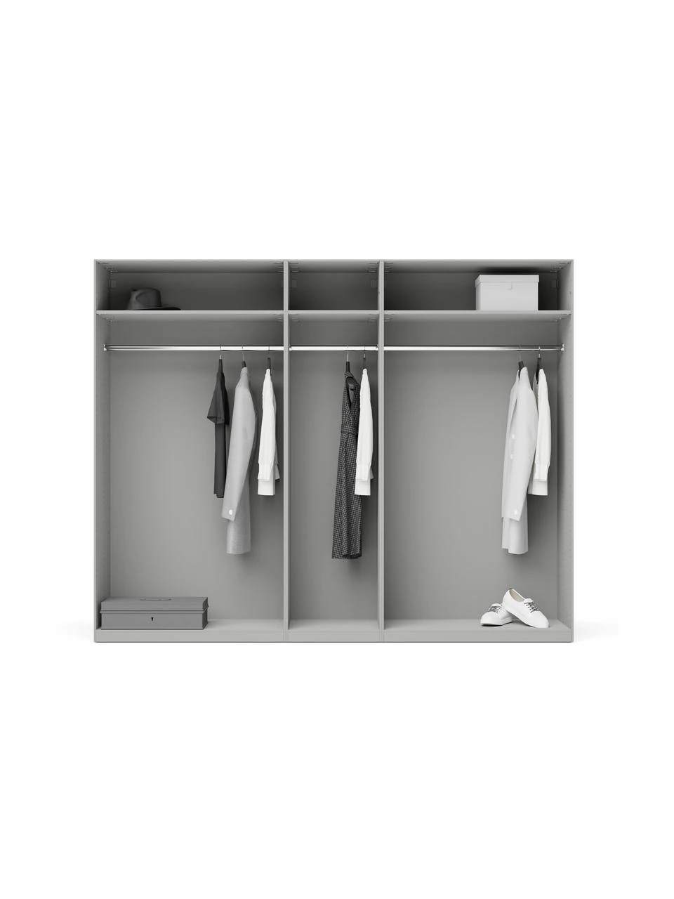 Westwing Collection Modularer Drehtürenschrank Charlotte in Grau, 250 cm Breite, mehrere Varianten, Basic Interior, Höhe 200 cm – Bild 2