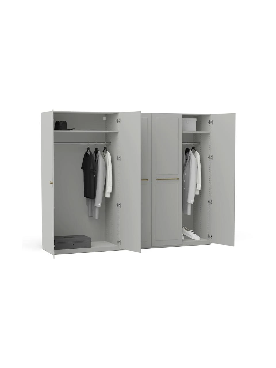 Westwing Collection Modularer Drehtürenschrank Charlotte in Grau, 250 cm Breite, mehrere Varianten, Basic Interior, Höhe 200 cm – Bild 4