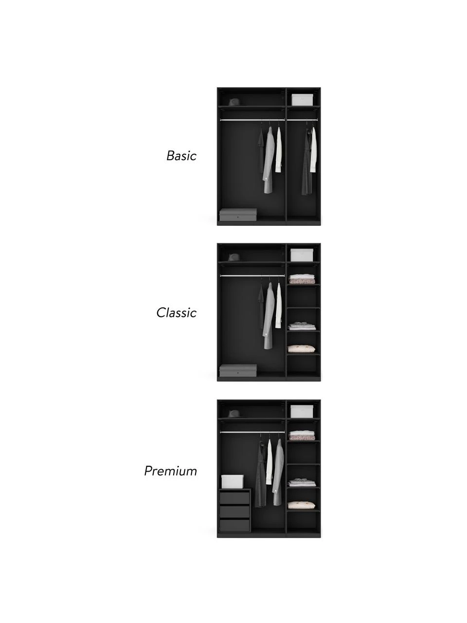 Westwing Collection Modularer Drehtürenschrank Simone in Walnuss-Optik, 150 cm Breite, mehrere Varianten, Basic Interior, Höhe 200 cm – Bild 3