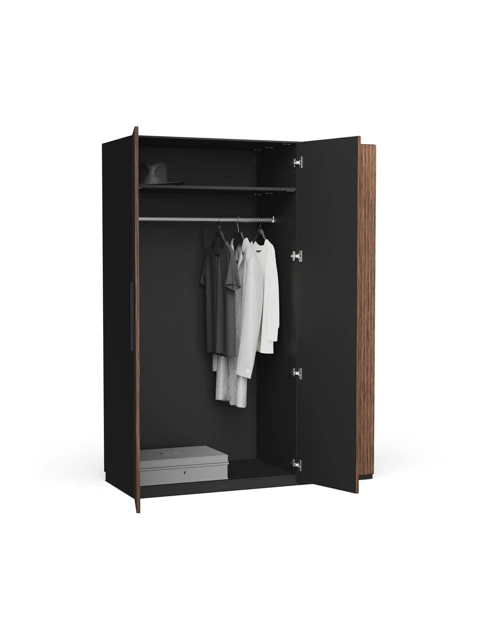 Westwing Collection Modularer Drehtürenschrank Simone in Walnuss-Optik, 150 cm Breite, mehrere Varianten, Basic Interior, Höhe 200 cm – Bild 4