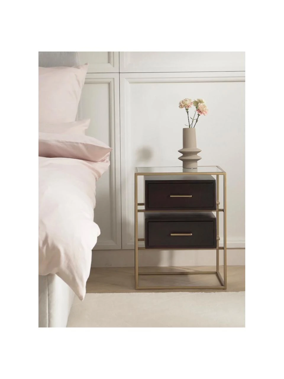 Westwing Collection Nachttisch Lyle mit Glasplatte, B 45 x H 58 cm – Bild 2