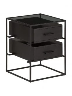 Westwing Collection Nachttisch Lyle mit Glasplatte, B 45 x H 58 cm