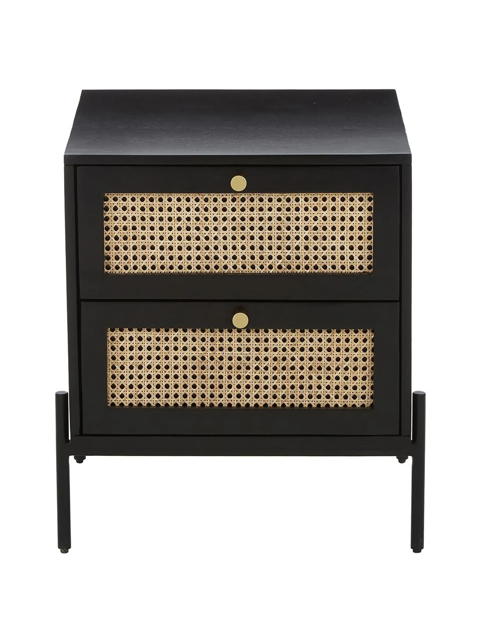 Westwing Collection Nachttisch Vienna mit Schubladen in Schwarz, B 45 x H 55 cm – Bild 4