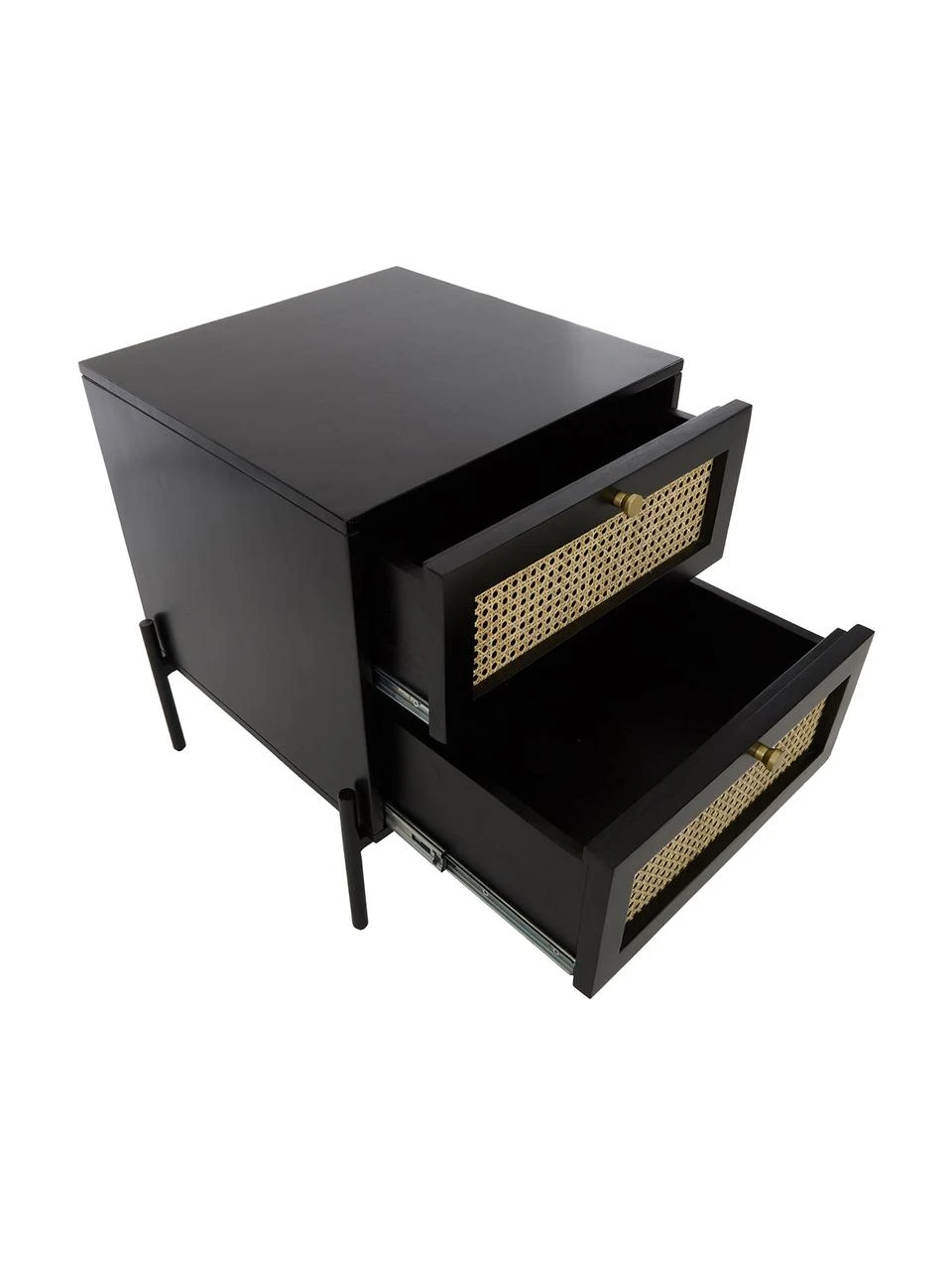 Westwing Collection Nachttisch Vienna mit Schubladen in Schwarz, B 45 x H 55 cm – Bild 5