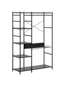 Offener Metall-Kleiderschrank Storn in Schwarz, B 120 x H 182 cm
