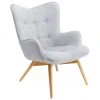 Kare Design Ohrensessel Vicky in Grau mit Holz-Füßen, B 73 x T 83 cm