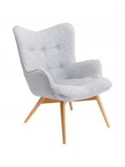 Kare Design Ohrensessel Vicky in Grau mit Holz-Füßen, B 73 x T 83 cm