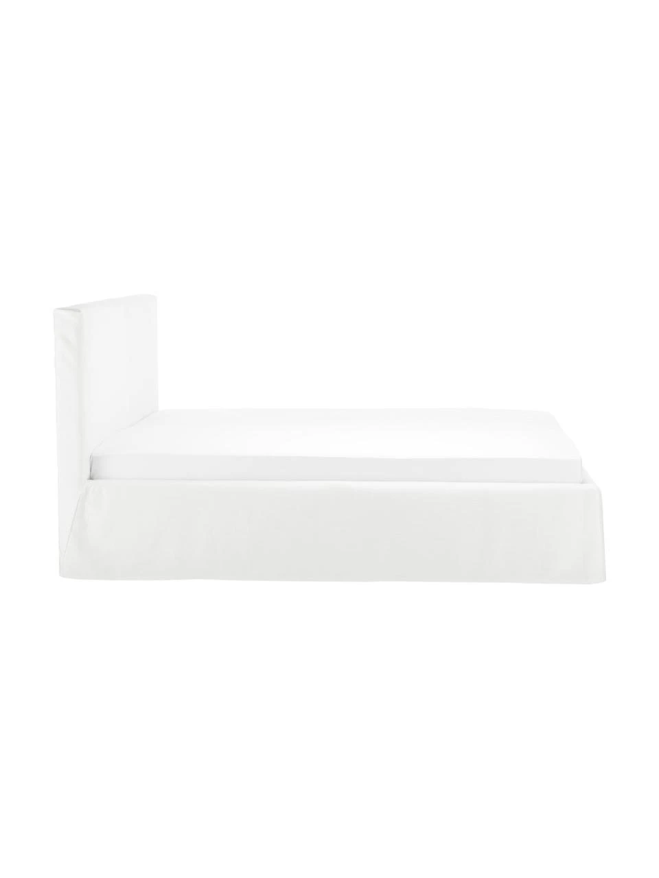 Westwing Collection Polsterbett Feather mit Stauraum in Cremeweiß, 140 x 200 cm – Bild 5