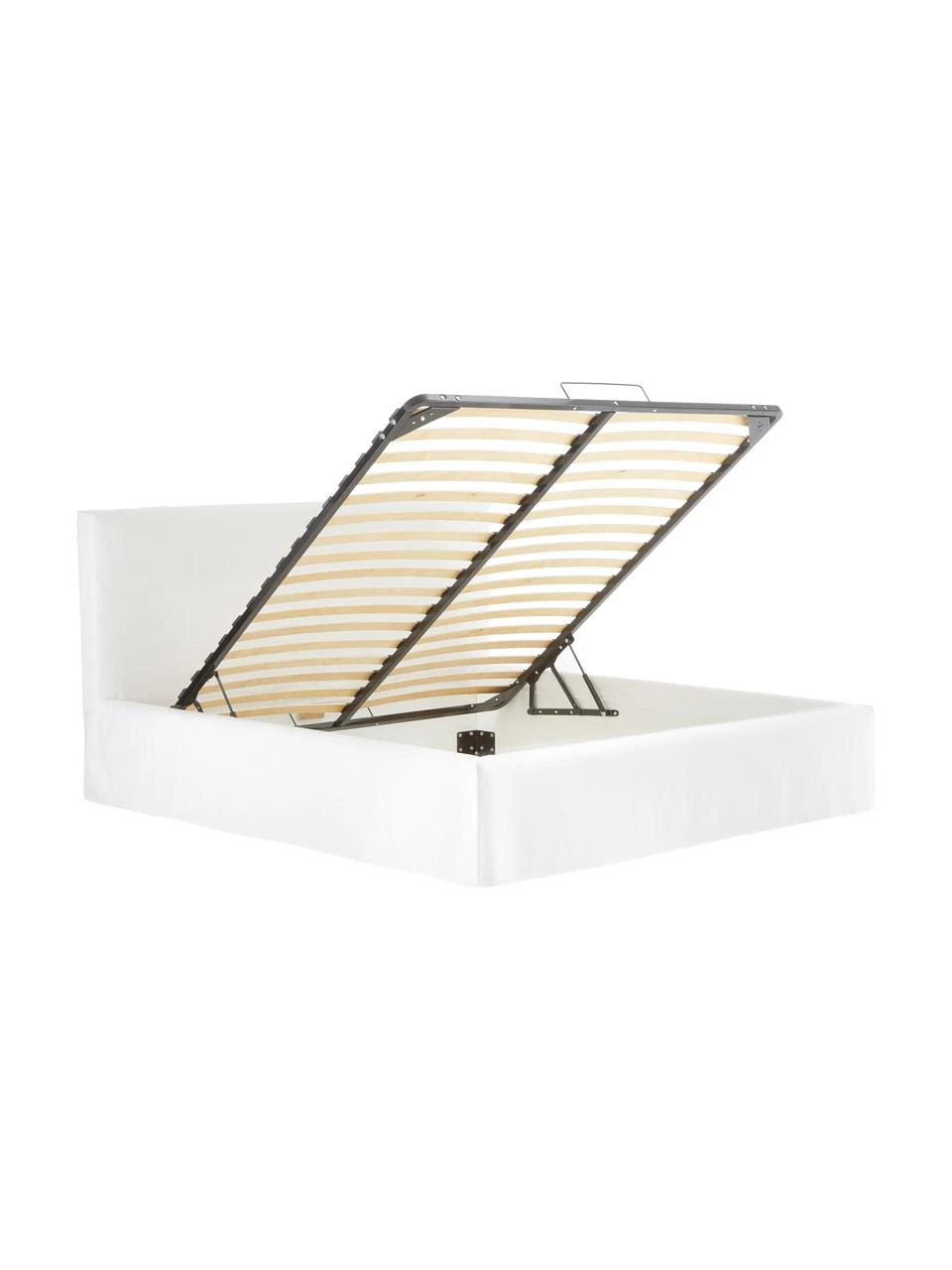 Westwing Collection Polsterbett Feather mit Stauraum in Cremeweiß, 140 x 200 cm – Bild 6