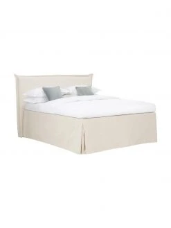 Westwing Collection Premium Boxspringbett Violet in Beige, 140 x 200 cm, Härtegrad 2