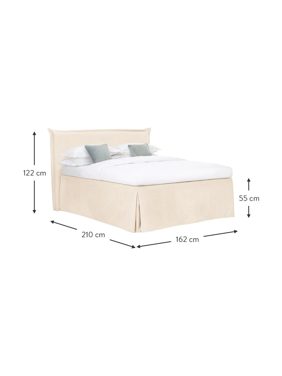 Westwing Collection Premium Boxspringbett Violet in Cremeweiß, 140 x 200 cm, Härtegrad 2 – Bild 3