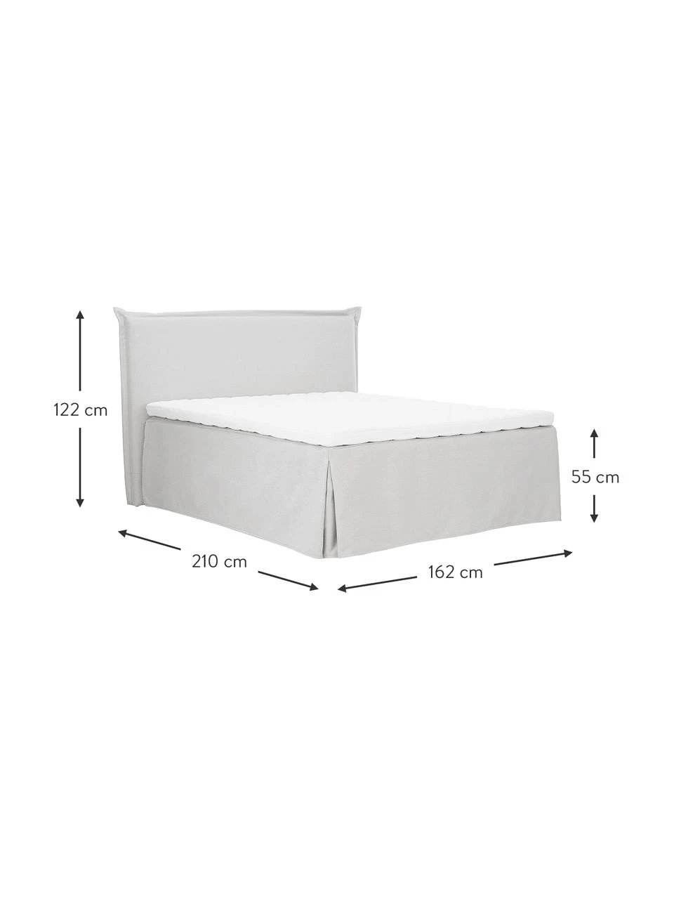 Westwing Collection Premium Boxspringbett Violet in Hellgrau, 140 x 200 cm, Härtegrad 2 – Bild 3