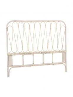 Rattan-Kopfteil Fammy in Cremeweiß, B 160 x H 138 cm