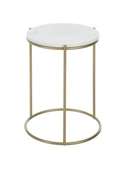 Westwing Collection Runder Marmor-Beistelltisch Ella, Ø 40 x H 50 cm