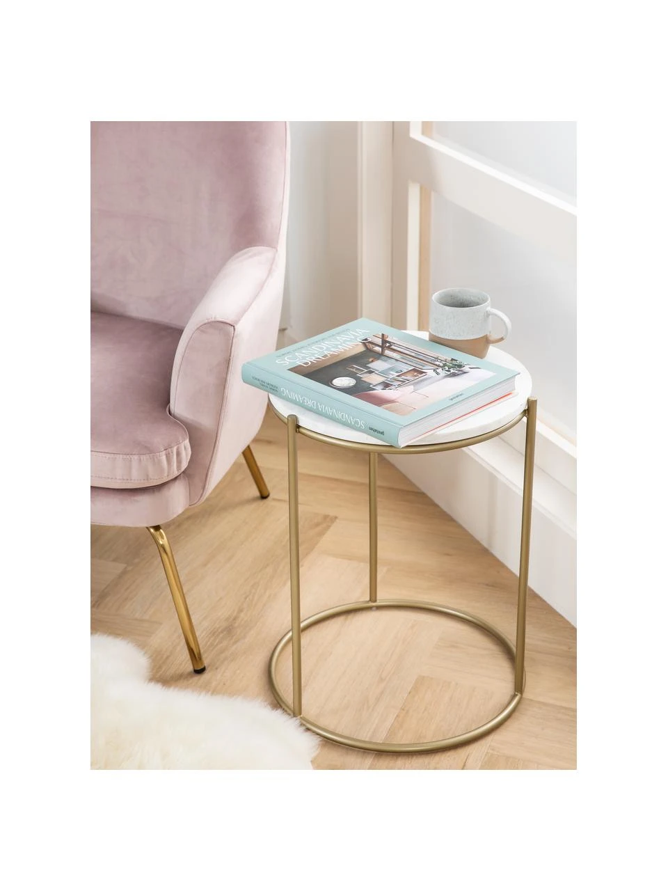 Westwing Collection Runder Marmor-Beistelltisch Ella, Ø 40 x H 50 cm – Bild 2