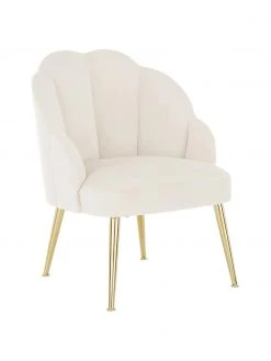 Westwing Collection Samt-Cocktailsessel Helle in Cremeweiß, B 65 x T 65 cm