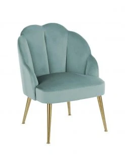 Westwing Collection Samt-Cocktailsessel Helle in Türkis, B 65 x T 65 cm