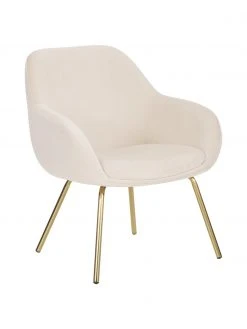 Westwing Collection Samt-Cocktailsessel Jana in Cremeweiß, B 72 x T 68 cm