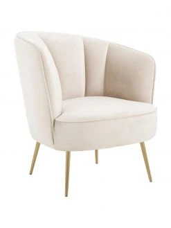 Westwing Collection Samt-Cocktailsessel Louise in Beige, B 76 x T 75 cm