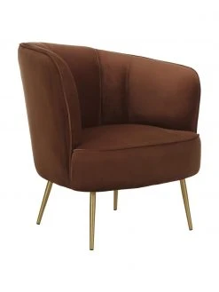 Westwing Collection Samt-Cocktailsessel Louise in Braun, B 76 x T 75 cm