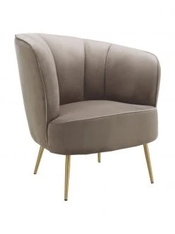 Westwing Collection Samt-Cocktailsessel Louise in Taupe, B 76 x T 75 cm
