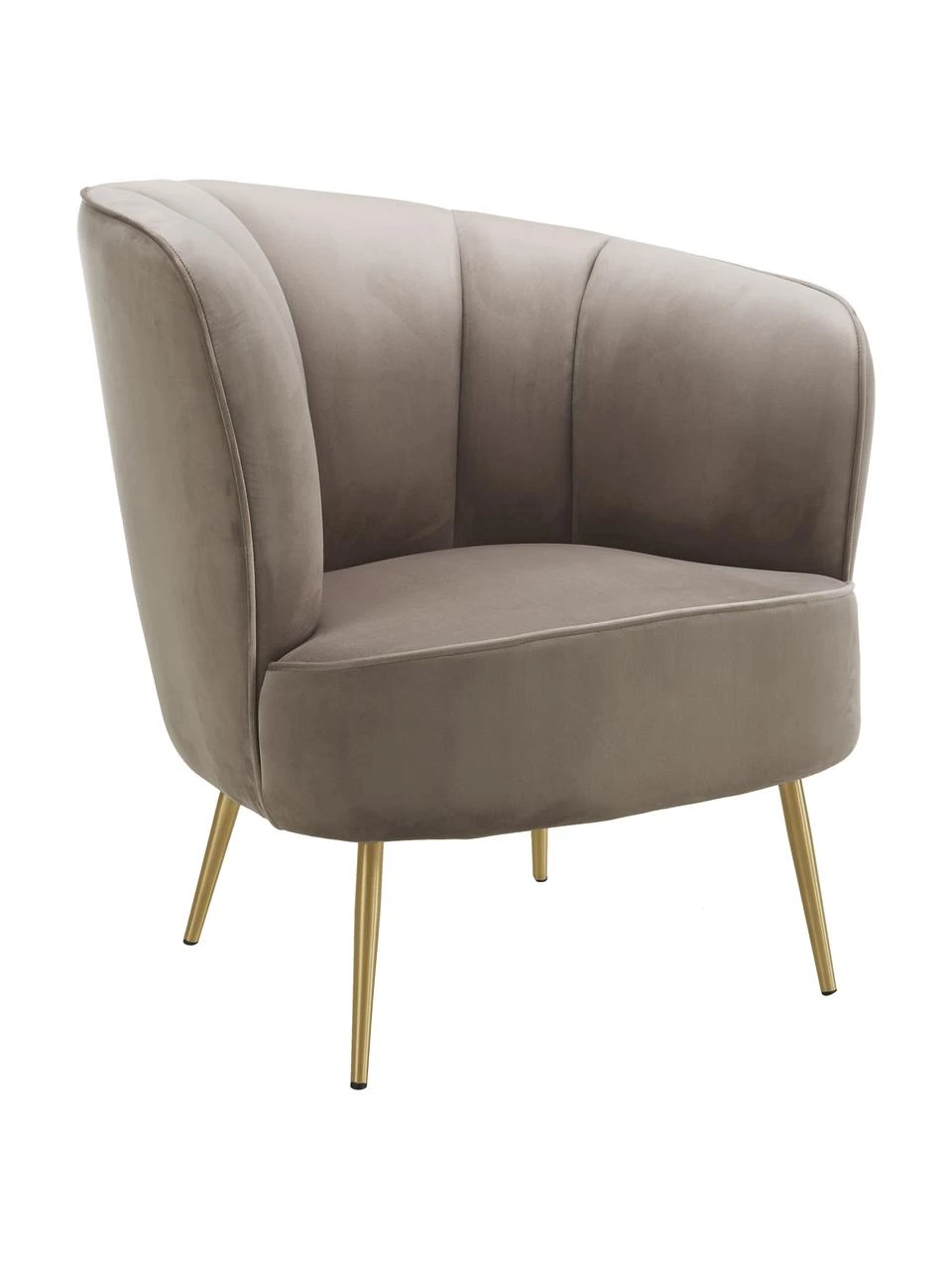 Westwing Collection Samt-Cocktailsessel Louise in Taupe, B 76 x T 75 cm