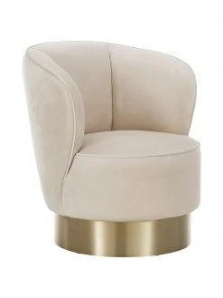 Westwing Collection Samt-Cocktailsessel Olivia in Beige, B 70 x T 70 cm