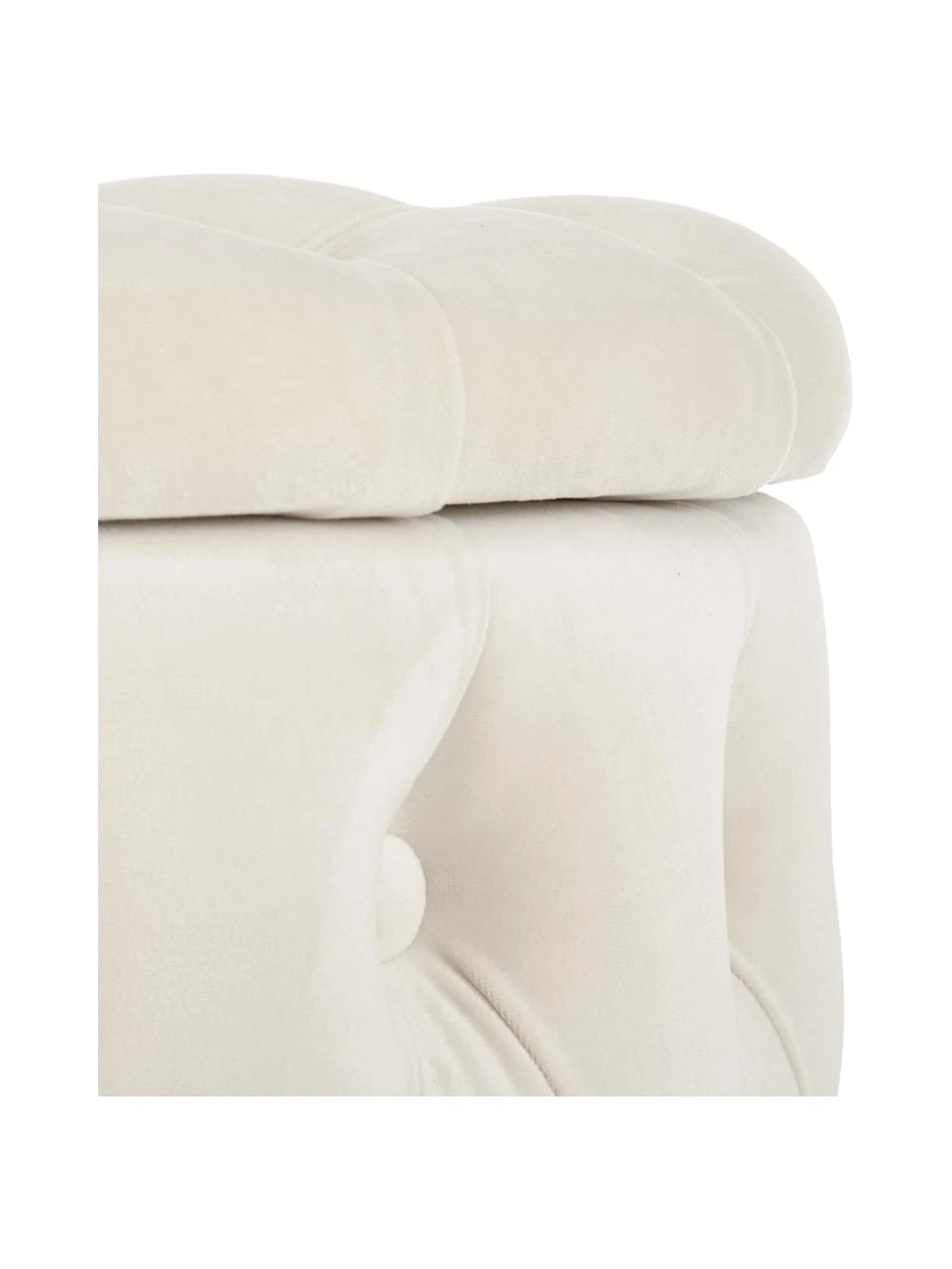 Westwing Collection Samt-Hocker Chiara mit Stauraum in Cremeweiß, Ø 50 x H 42 cm – Bild 6
