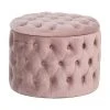 Westwing Collection Samt-Hocker Chiara mit Stauraum in Rosa, Ø 50 x H 42 cm